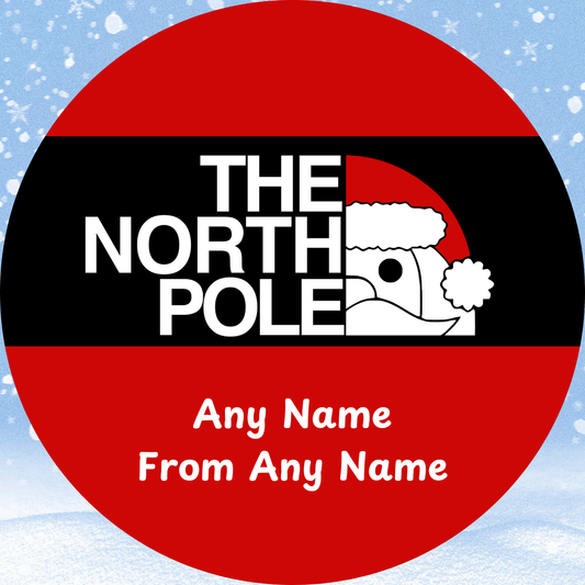 The North Pole Personalised Labels for Christmas Chocolate Tubs (Label Only).