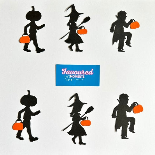 Individual Trick or Treater Halloween Die Cut Cut Outs – 6 Pieces | Pumpkin, Witch & Vampire